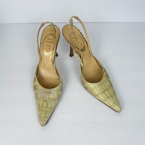 Rene Caovilla Alligator Skin Slingback Heels